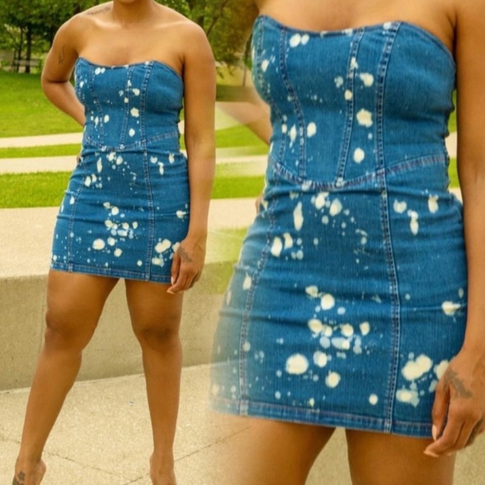 Denim and white jean dress